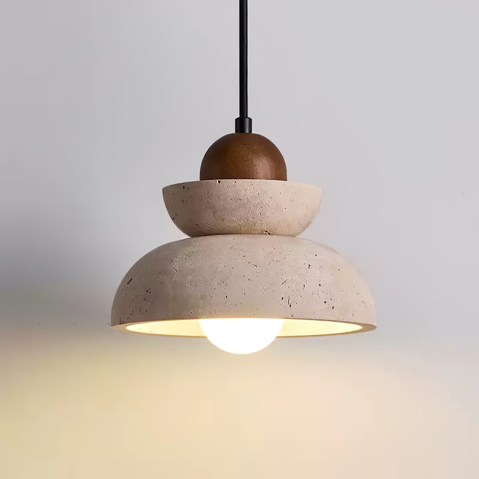 Yellow Travertine Tiered Bell Pendant Light For Warm Ambiance